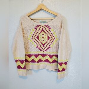 💚5/$25 Flying Tomato Aztec Print 100% Cotton Knit Sweater Size Medium